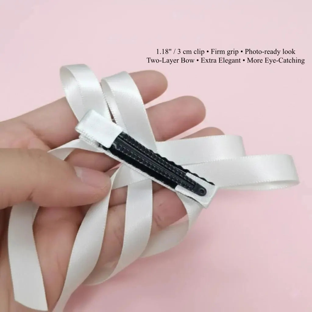 Handmade Satin Bow Hair Clip - Romantic Balletcore Hair Accessory