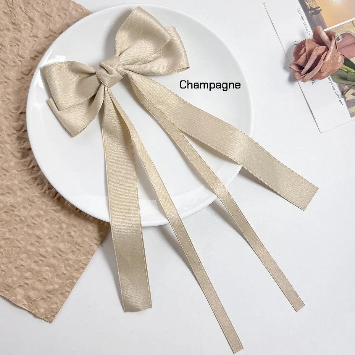 Luxury Satin Ribbon Bow Clip - Classic Oversized Hair Accessory