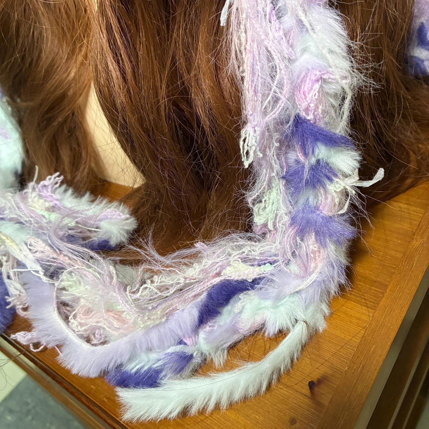 Handmade Purple & Pink Ombre Bunny Ear Beanie - Fluffy Pastel Plush Animal Trapper Hat for Women