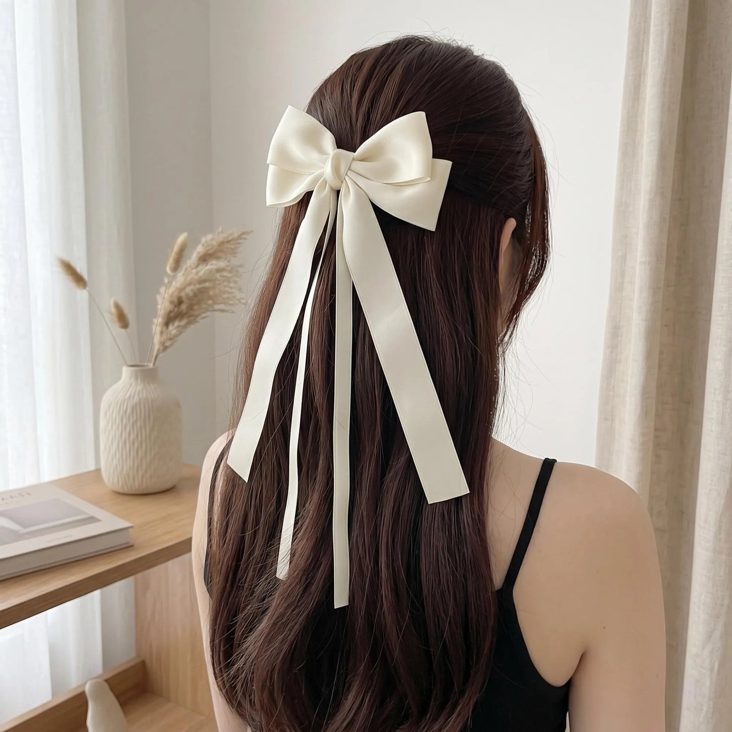 Luxury Satin Ribbon Bow Clip - Classic Oversized Hair Accessory