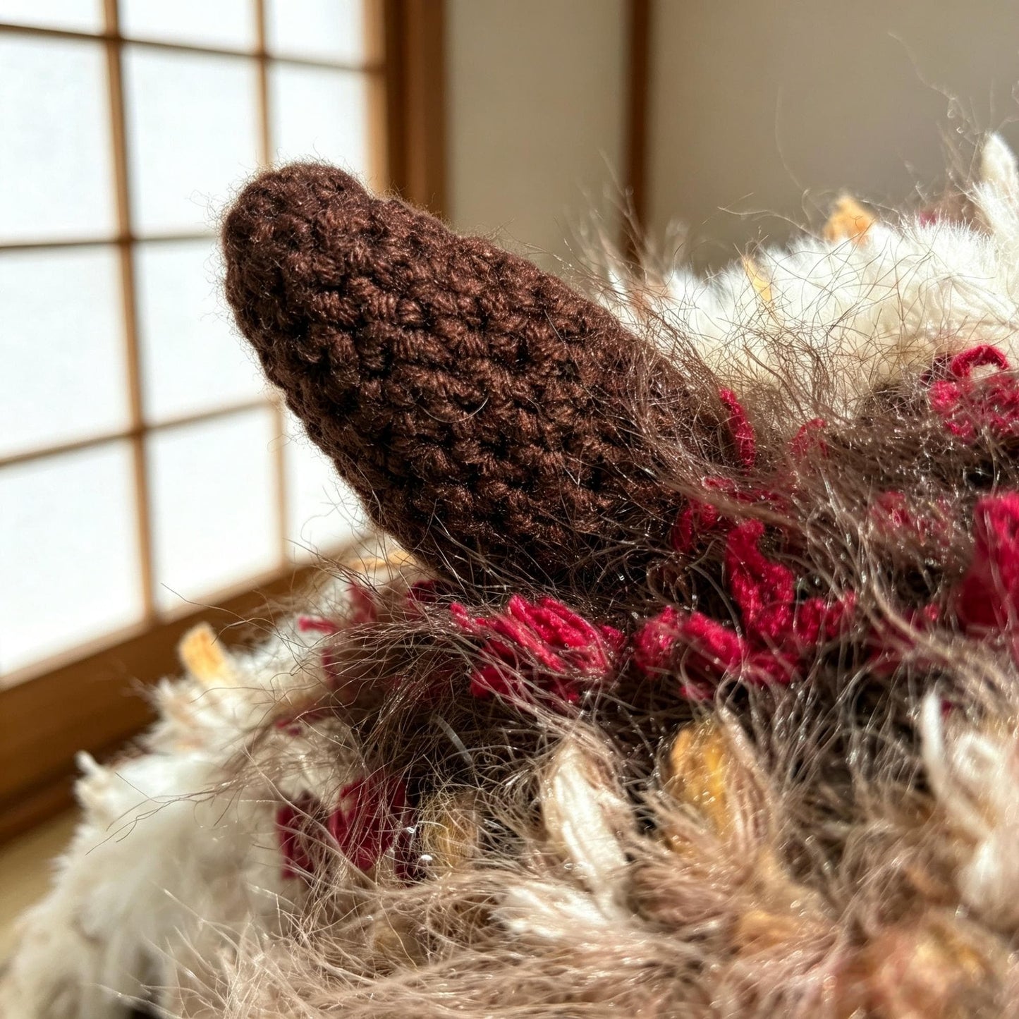Handmade Lamb Ear Hat - Brown & Cream Fuzzy Jellyfish Beanie - Plush Winter Trapper Hat