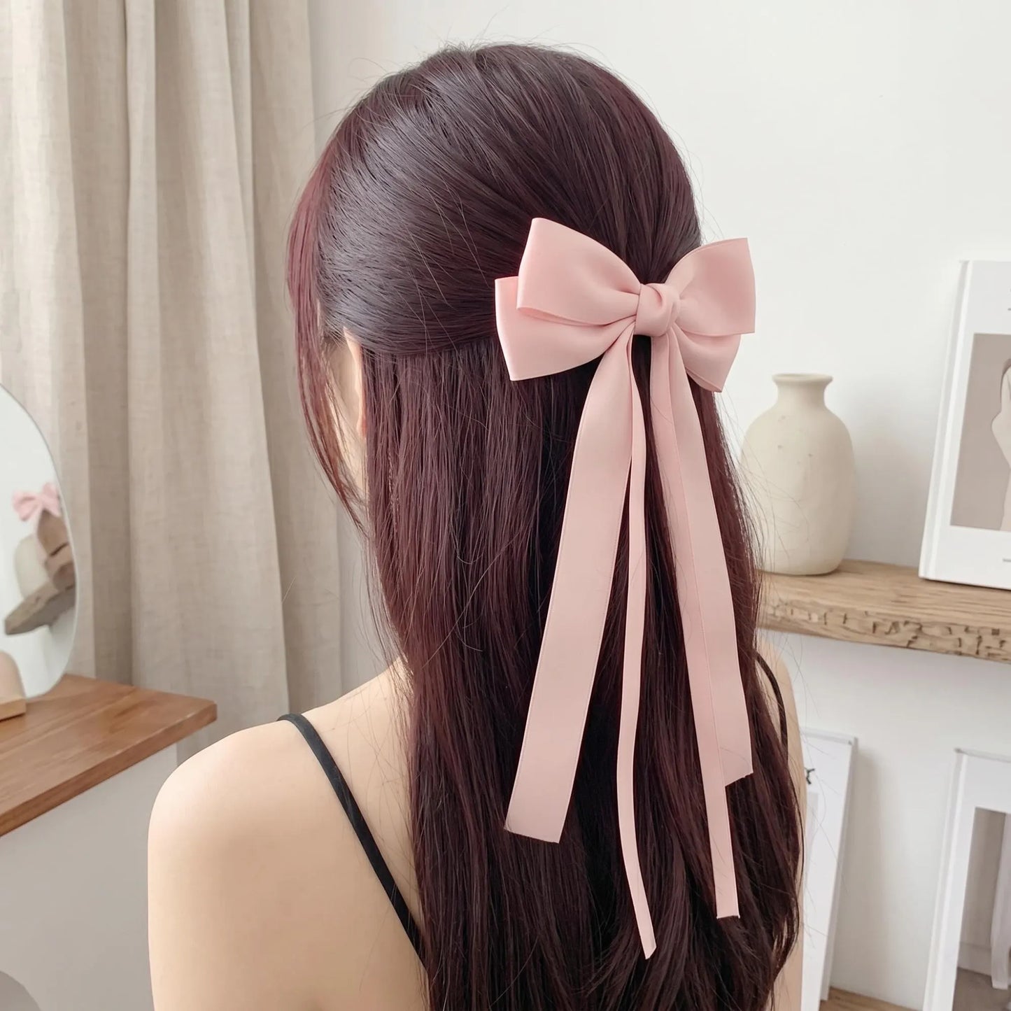 Luxury Satin Ribbon Bow Clip - Classic Oversized Hair Accessory
