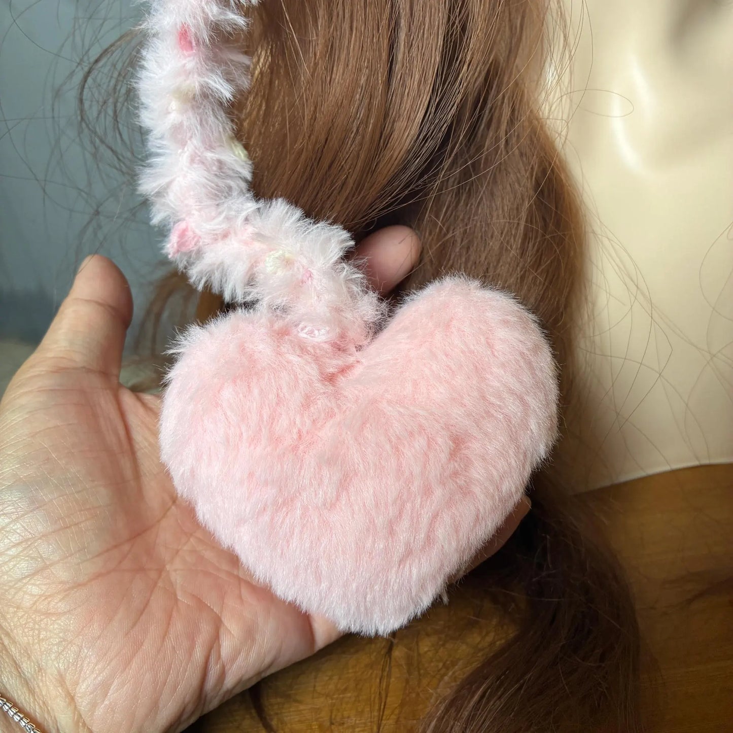 Handmade Chunky Crochet Cat Ear Beanie, Hand-Blended Yarn Fluffy Animal Hat with Star Plush, Whimsical Pastel Pink Blue Winter Earflap Bonnet