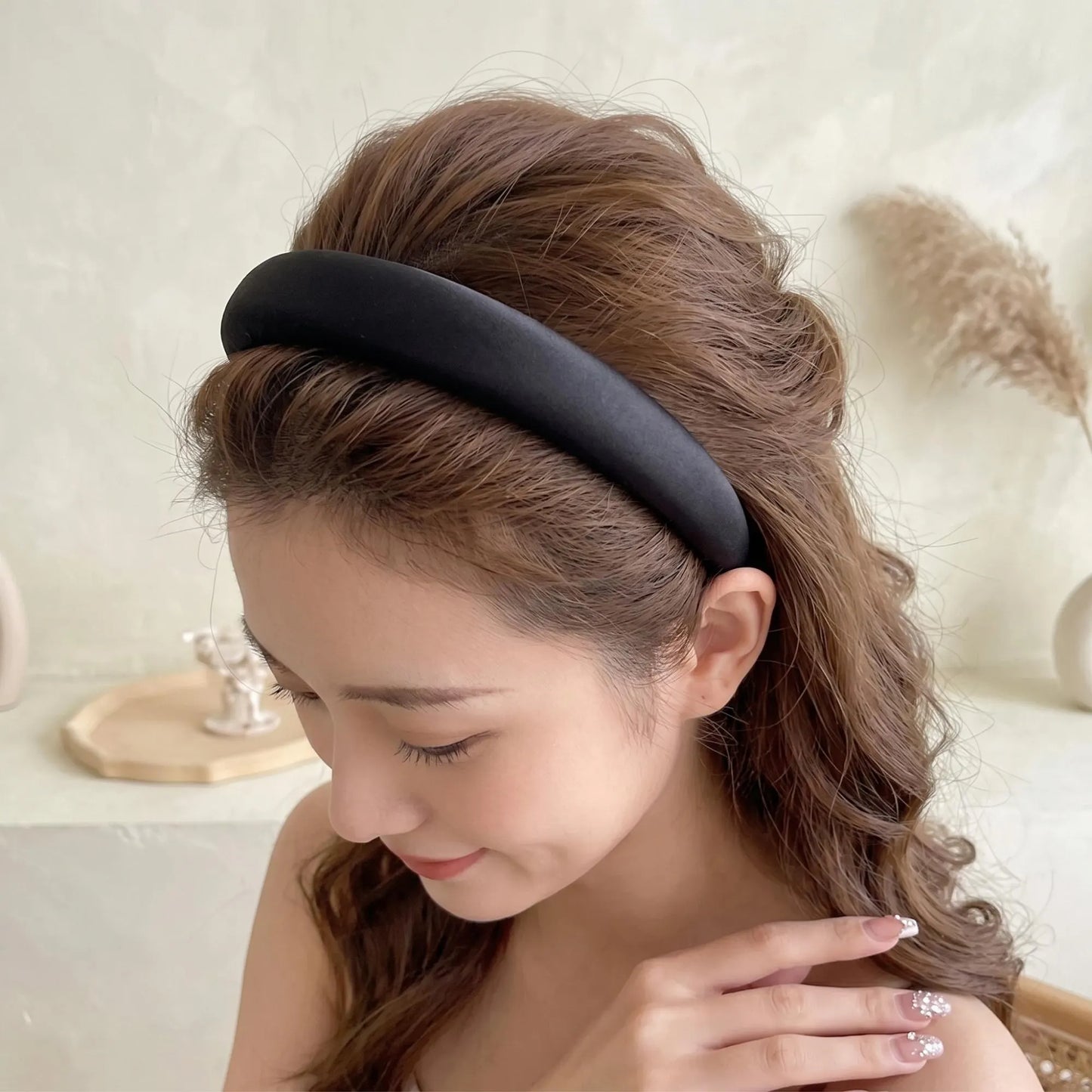 100% Pure Silk Satin Padded Headband | French Chic Wide Hairband in Espresso, Champagne, Dark Red, Grey, Black