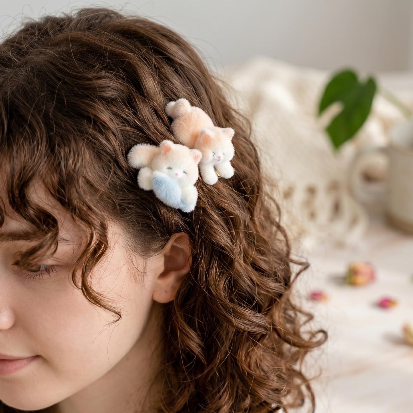 Mini Plush Kawaii Kitty Hair Clips