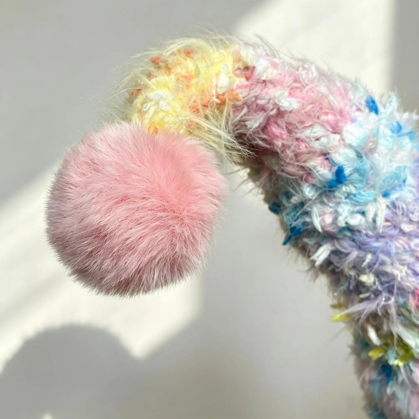 Handmade Pastel Fuzzy Jester Hat with Pom Poms