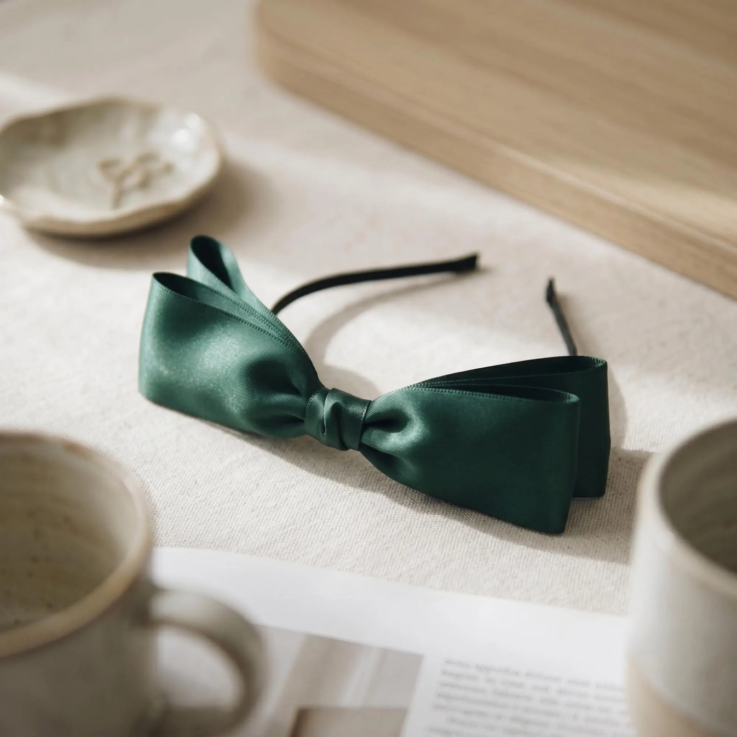 Elegant Double-Layer Satin Bow Headband – Perfect for Weddings & Parties