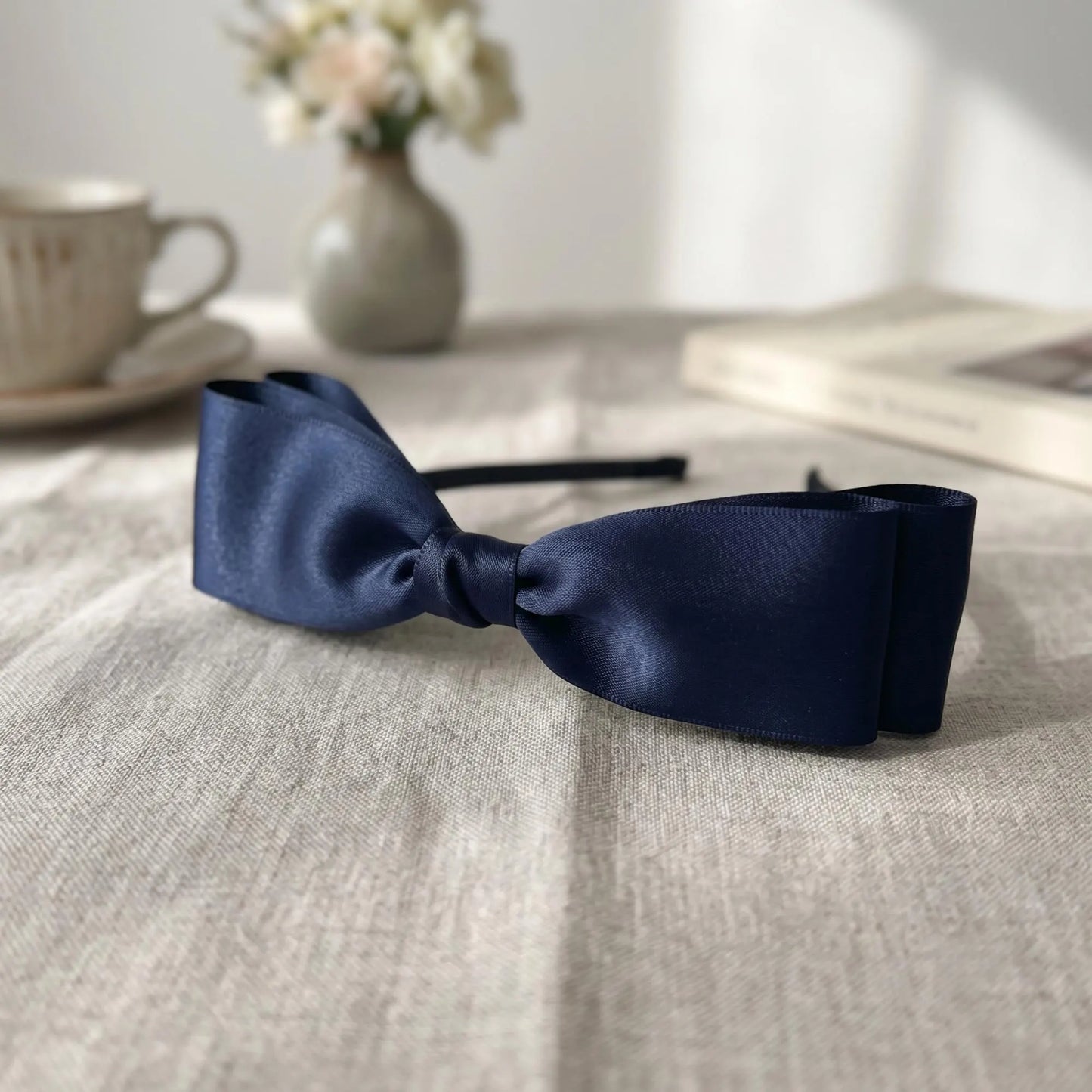 Elegant Double-Layer Satin Bow Headband – Perfect for Weddings & Parties