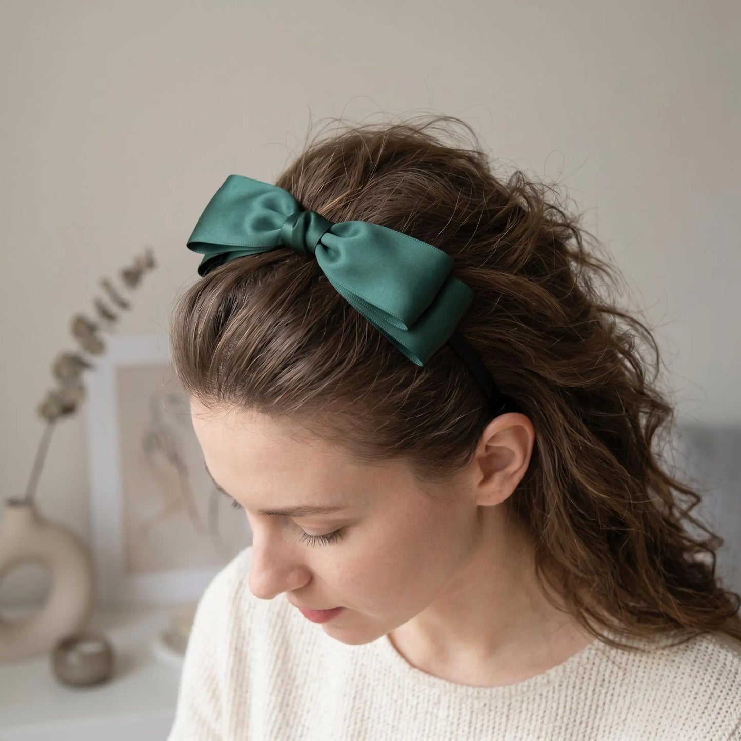 Elegant Double-Layer Satin Bow Headband – Perfect for Weddings & Parties