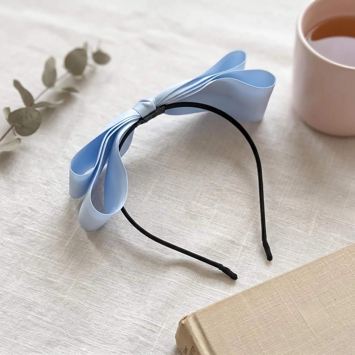 Elegant Double-Layer Satin Bow Headband – Perfect for Weddings & Parties