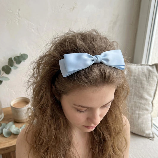 Elegant Double-Layer Satin Bow Headband – Perfect for Weddings & Parties