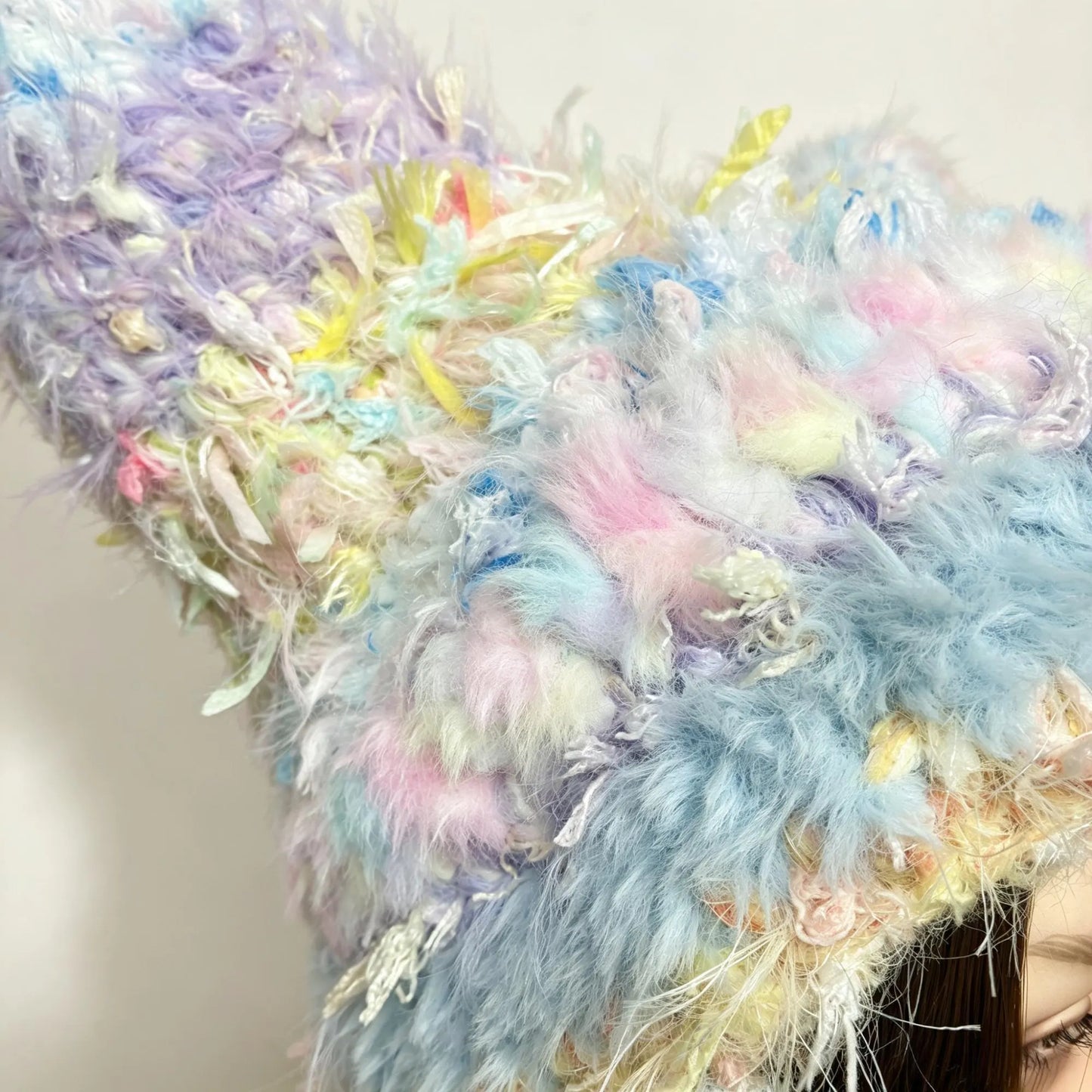 Handmade Pastel Fuzzy Jester Hat with Pom Poms