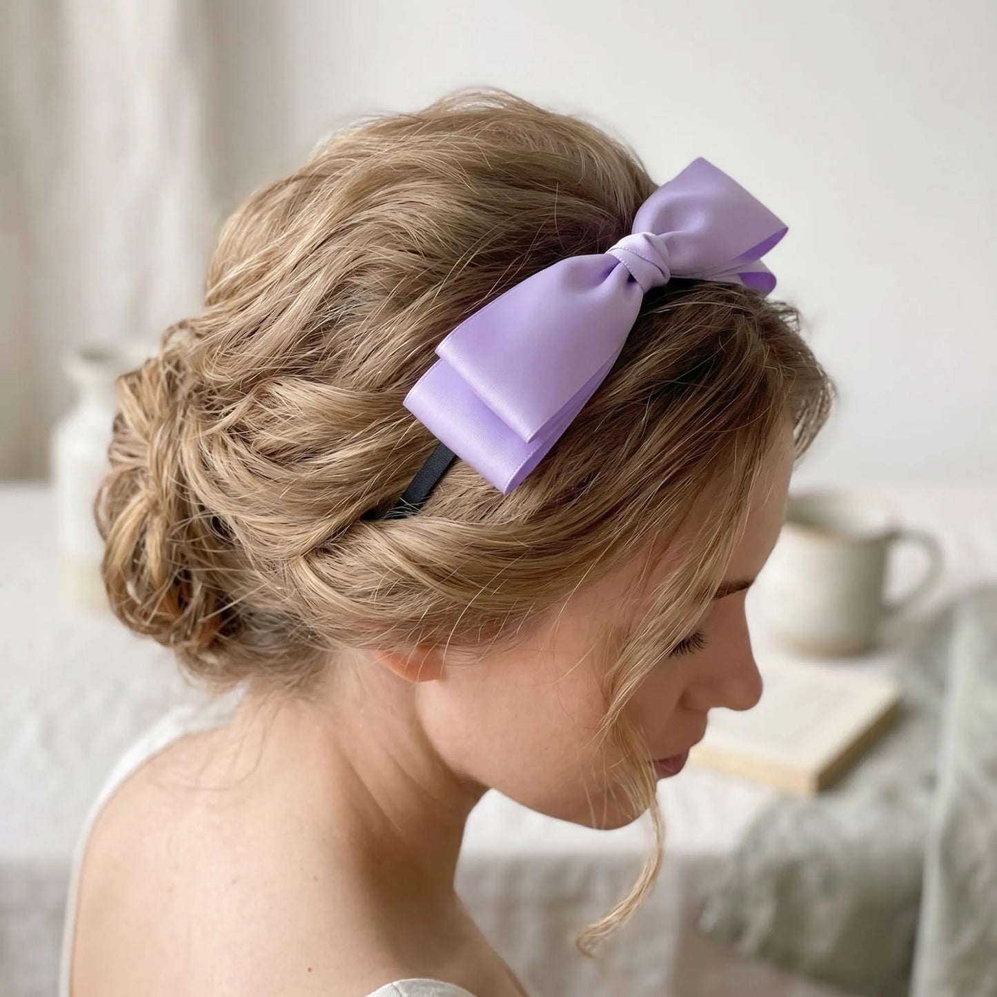 Elegant Double-Layer Satin Bow Headband – Perfect for Weddings & Parties