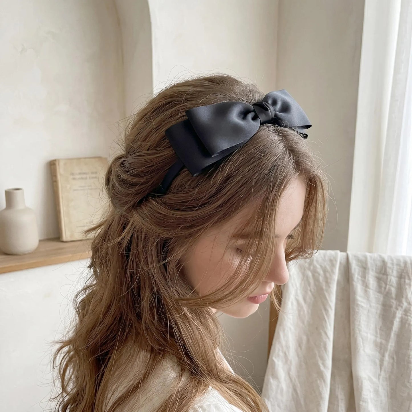 Elegant Double-Layer Satin Bow Headband – Perfect for Weddings & Parties