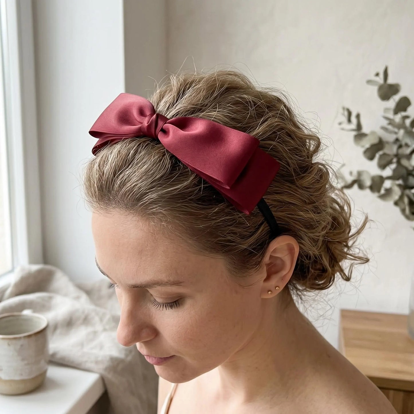 Elegant Double-Layer Satin Bow Headband – Perfect for Weddings & Parties