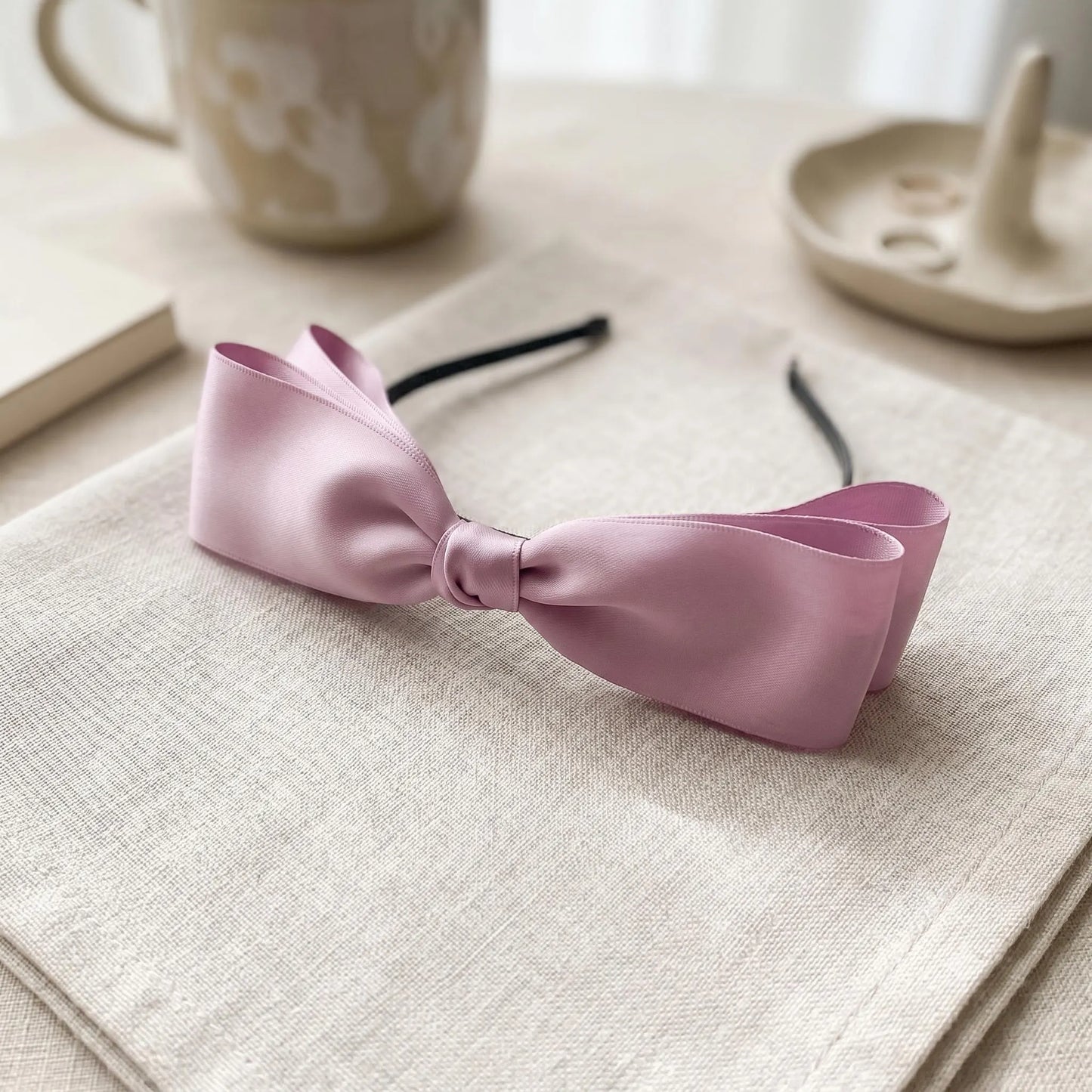 Elegant Double-Layer Satin Bow Headband – Perfect for Weddings & Parties