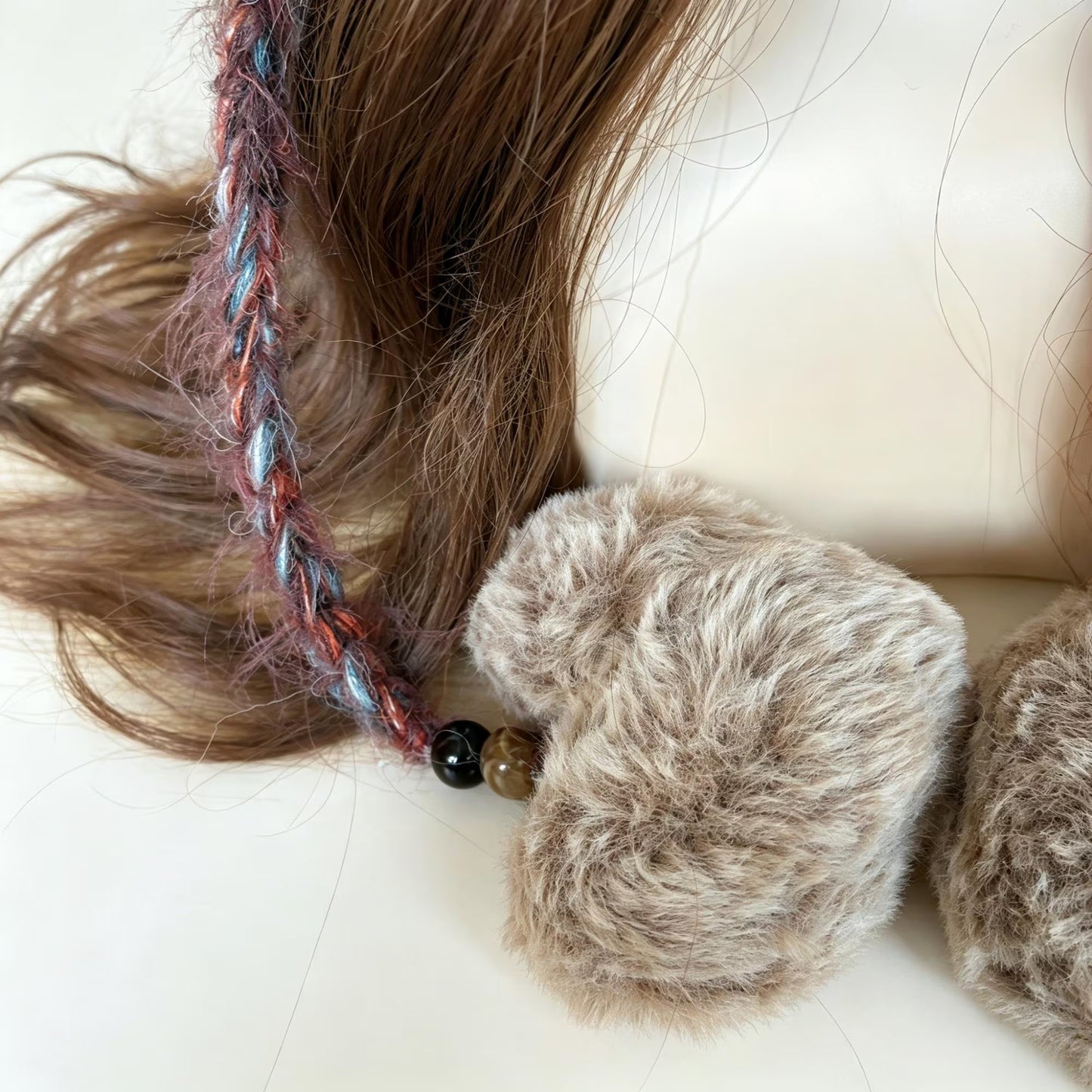 Handmade Knit Fox Ear Trapper Hat | Fluffy Faux Fur Animal Ear Beanie with Braided Tassels