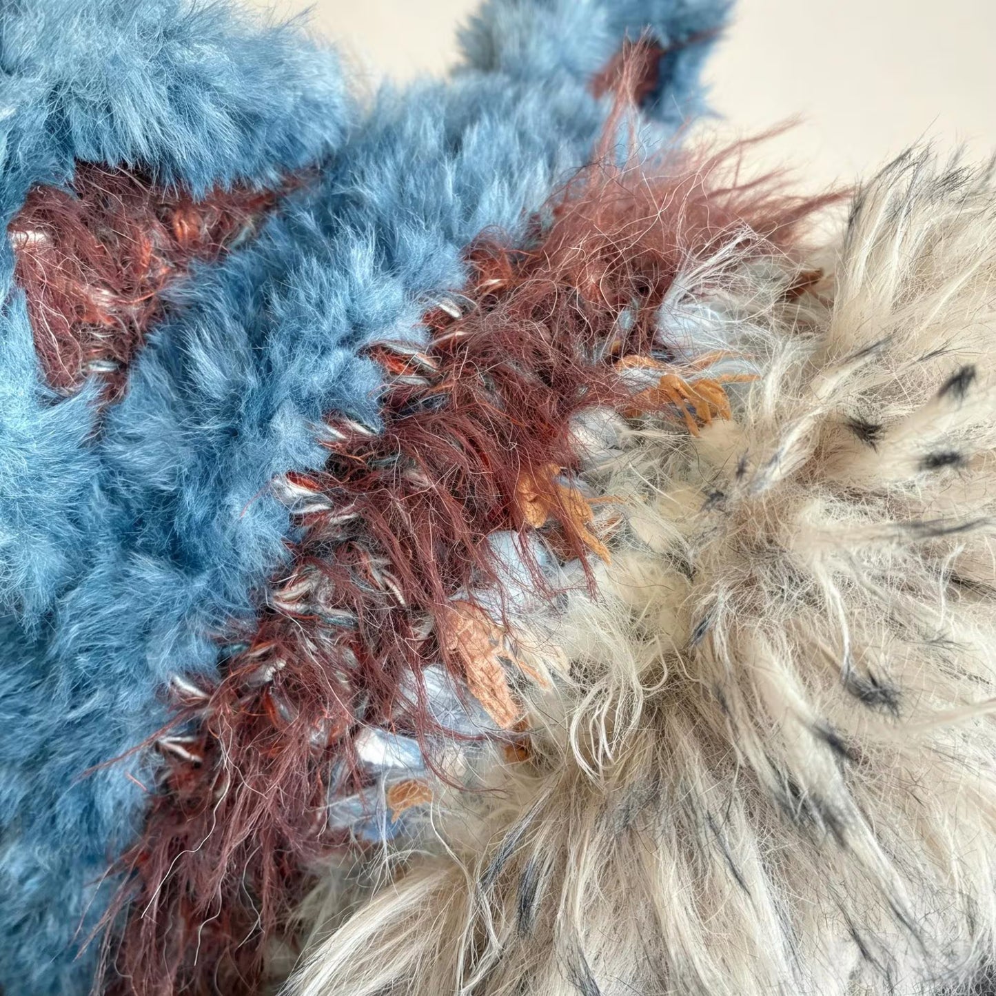 Handmade Knit Fox Ear Trapper Hat | Fluffy Faux Fur Animal Ear Beanie with Braided Tassels