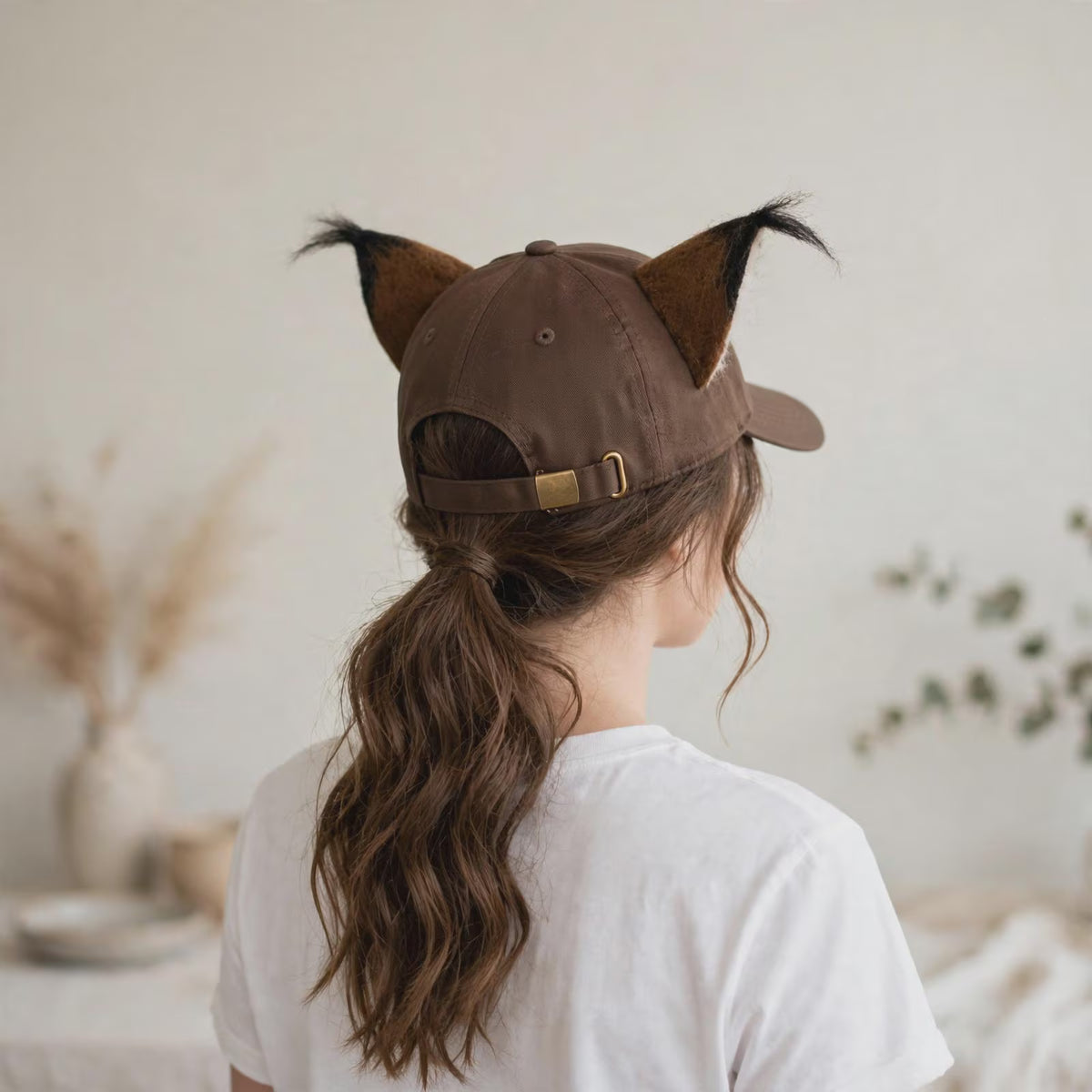 Lynx Ear Brown Wool Felt Baseball Cap