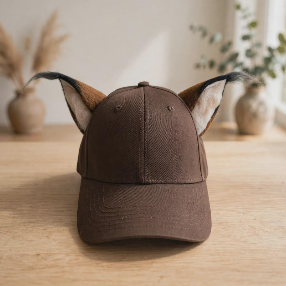 Lynx Ear Brown Wool Felt Baseball Cap