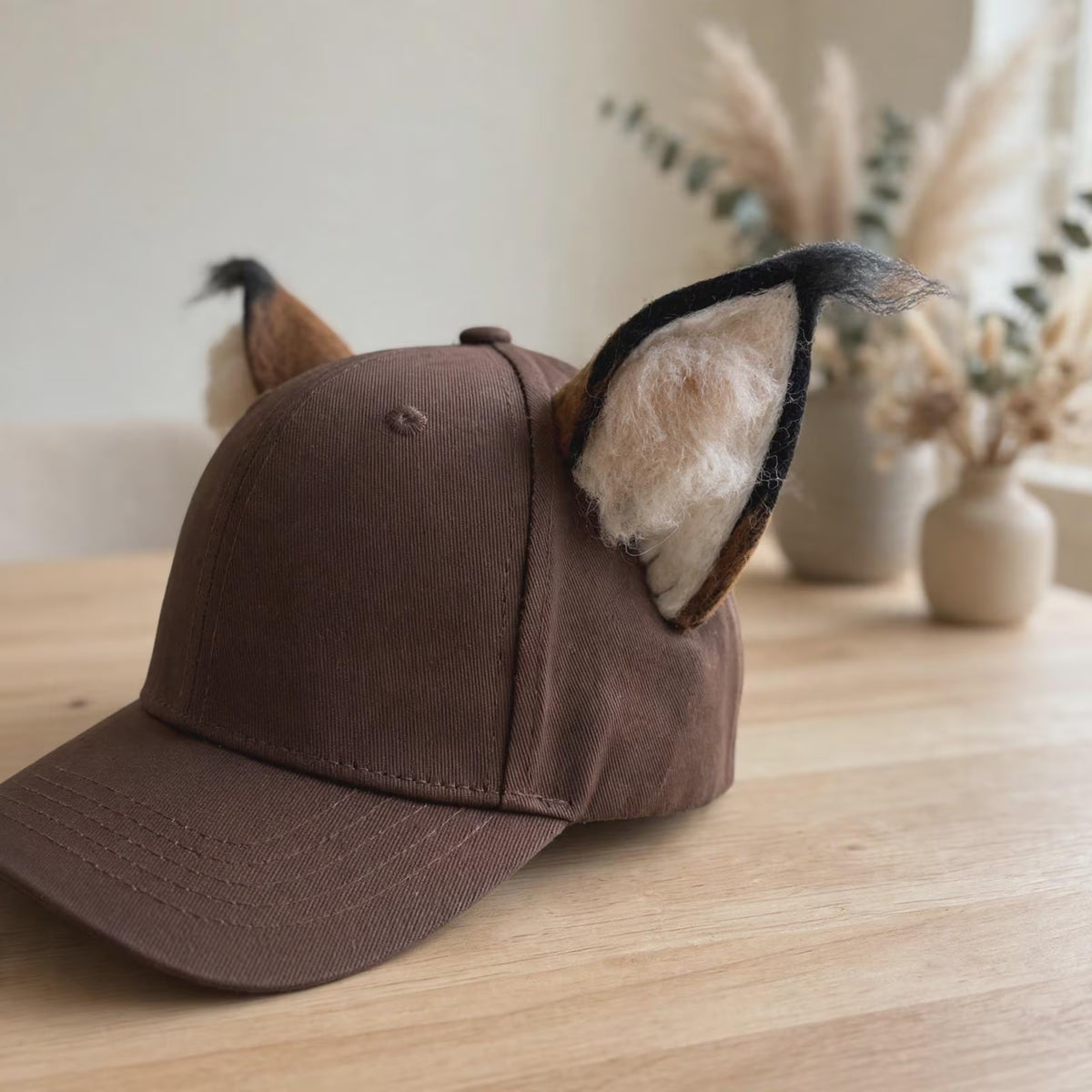 Lynx Ear Brown Wool Felt Baseball Cap