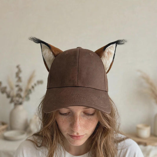 Lynx Ear Brown Wool Felt Baseball Cap