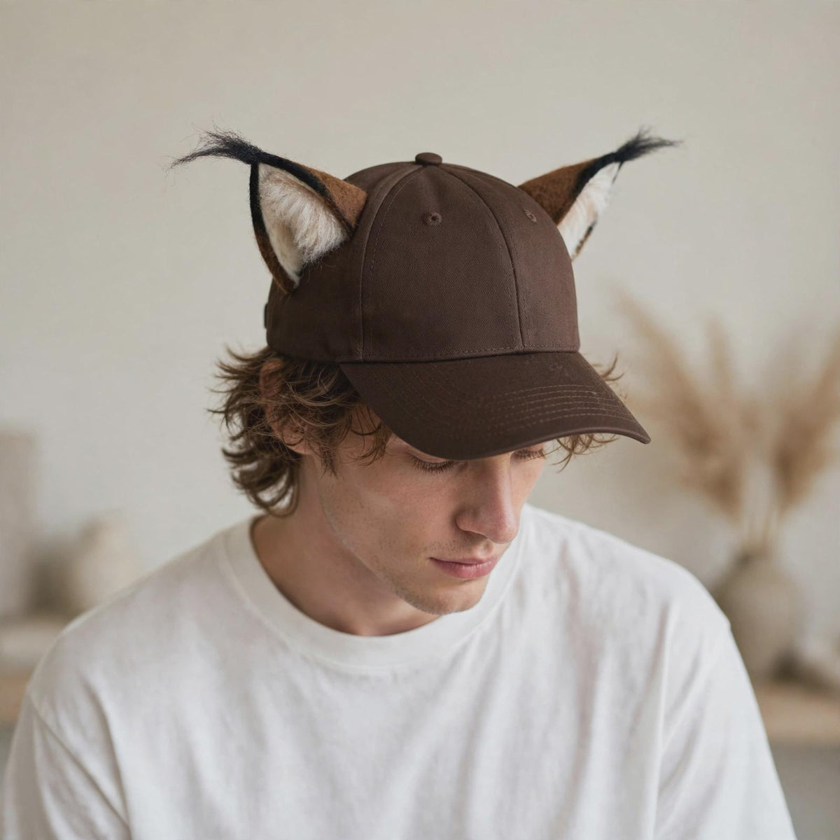 Lynx Ear Brown Wool Felt Baseball Cap